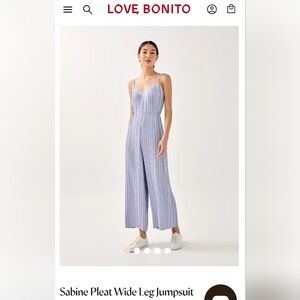 Wisteria/Lavender/Lilac Purple Pleat Wide Leg Jumpsuit - Love Bonito Size L